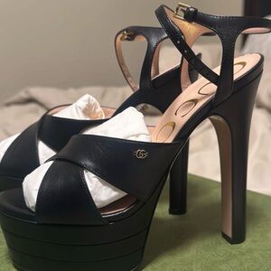 Gucci Black Strappy Platform Heels
